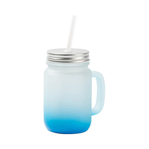 Frosted Glass Mason Jar with Metal Lid and Straw for Sublimation and Engraving