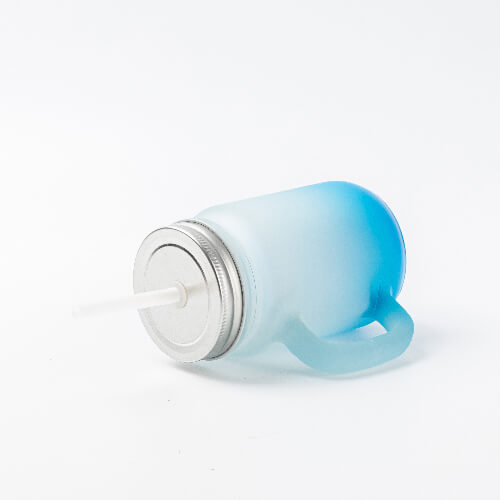 Frosted Glass Mason Jar with Metal Lid and Straw for Sublimation and Engraving
