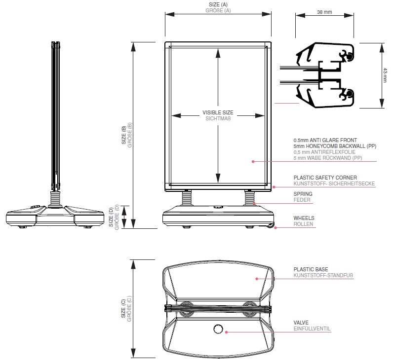 Tripod with base - black (A0 size)