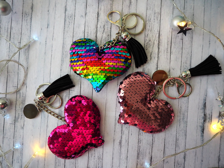 Sequin keychain with round plate for sublimation - star