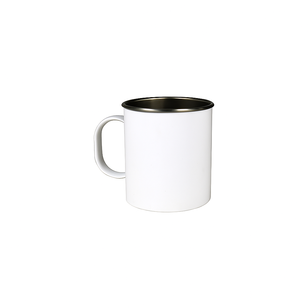 Matt, polymer mug for sublimation and engraving with a metal interior