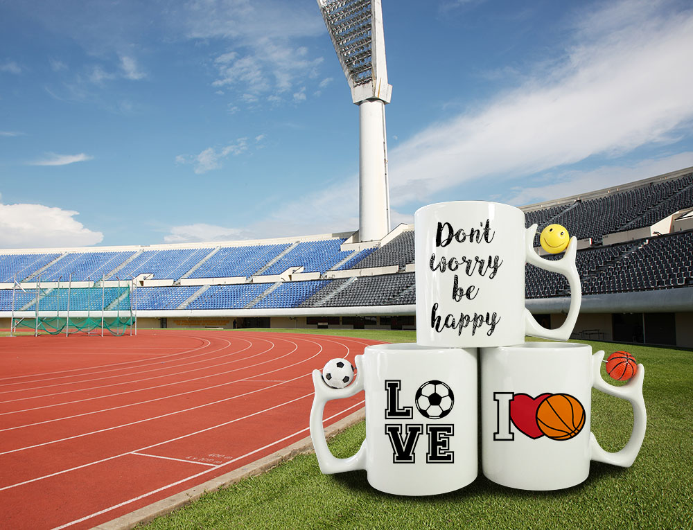 Sublimation mug with a ball on handle