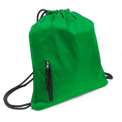 Sports Bag XXL with Thick Drawstring and Pocket for Solvent Printing, Green, 42 x 47 cm