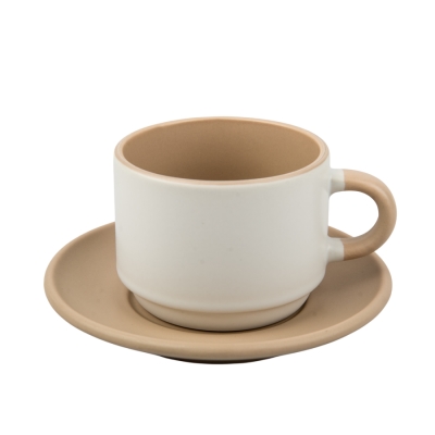 Sublimation Cup with Saucer Lihgt Brown - Set 6 pcs