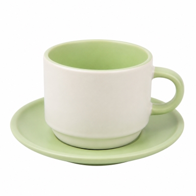 Sublimation Cup with Saucer Green - Set 6 pcs