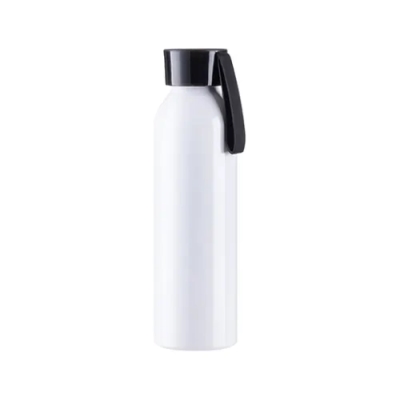 Metal Water Bottle for Sublimation and Engraving with Black Cap and Strap, 650 ml