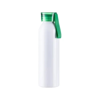 Metal Water Bottle for Sublimation and Engraving with Green Cap and Strap, 650 ml