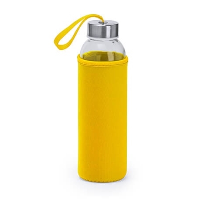 Glass bottle with a cover for Sublimaton and Engraing, yellow 500 ml