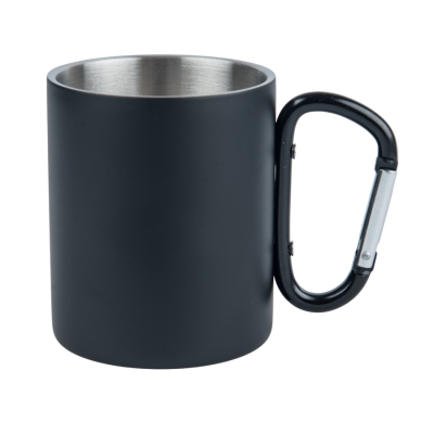 Metal mug for engraving colorful with a carabiner