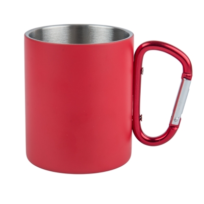 Metal mug for engraving - colorful with a carabiner