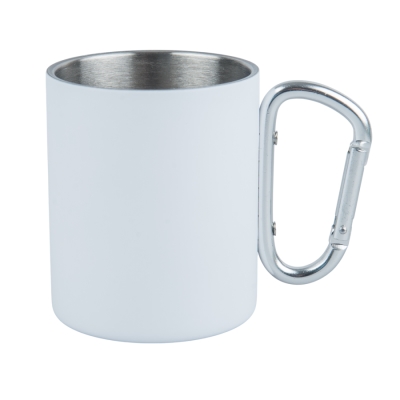Metal mug for engraving - colorful with a carabiner
