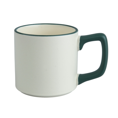 Sublimation Mug - Matte Finish, Coloured Rim and Angled Handle