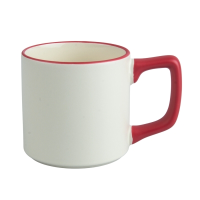 Sublimation Mug - Matte Finish, Coloured Rim and Angled Handle