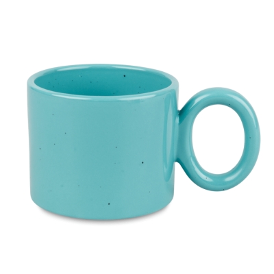 Wide sublimation mug with a dot effect and a round handle - blue