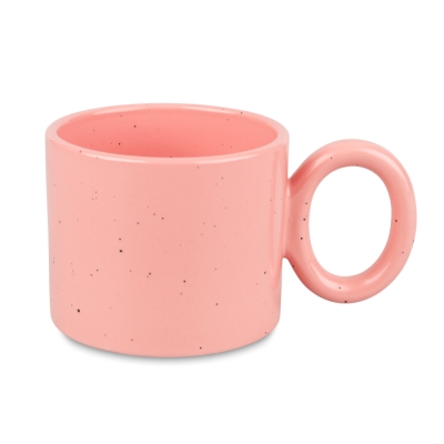 Wide sublimation mug with a dot effect and a round handle - pink