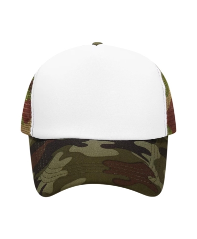 Trucker Cap with White Front and Mesh Back for Printing, Camo 50 pcs