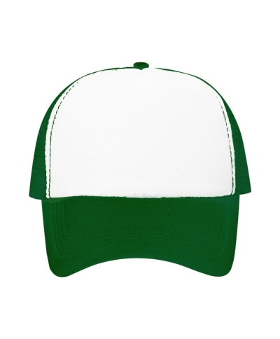 Trucker Cap with White Front and Mesh Back for Printing, Dark Green 50 pcs.