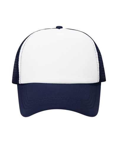 Trucker Cap with White Front and Mesh Back for Printing, Navy Blue 50 pcs