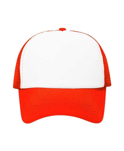 Trucker Cap with White Front and Mesh Back for Sublimation, Neon Orange 50 pcs