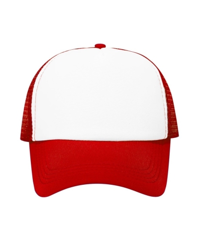 Trucker Cap with White Front and Mesh Back for Sublimation, Red 50 pcs