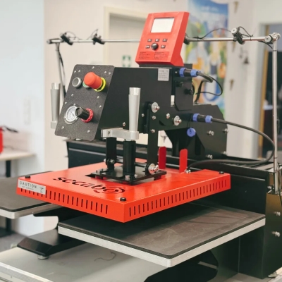 TPD7 SMART x Laser Secabo - double-plate pneumatic heat press for flat surfaces