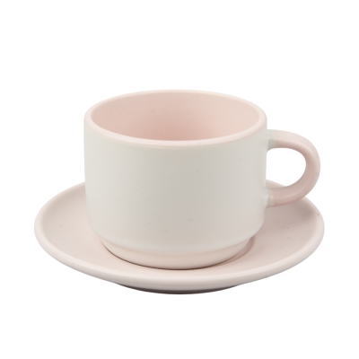 Sublimation Cup with Saucer Pink - Set 6 pcs