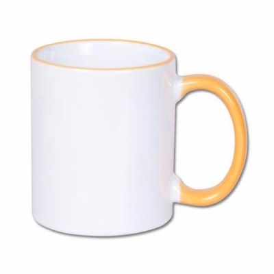 Sublimation Mug - Coloured Rim and Handle, 330 ml, dark yellow