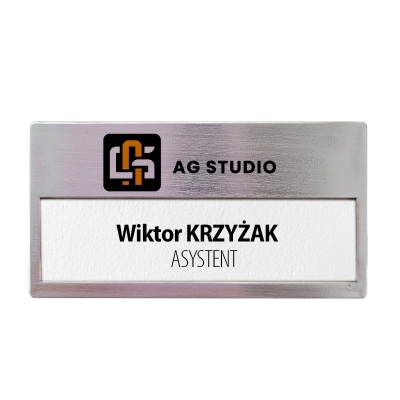 Name Badge with Window, Safety Pin and Hanger Fastening
