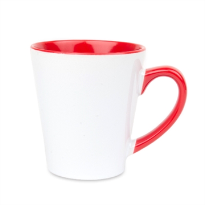 Latte mug for sublimation with colour handle and inside