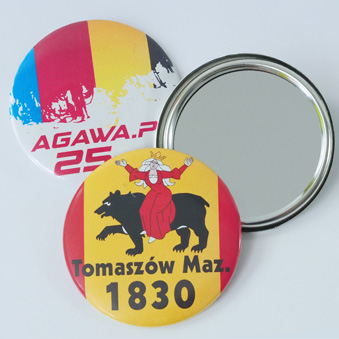 Elements for making badges with a mirror