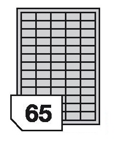 Self-adhesive polyester film labels for inkjet printers - 65 labels on a sheet