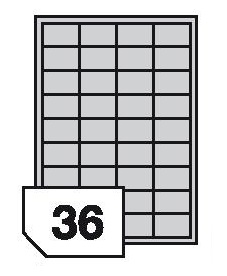 Self-adhesive, translucent polyester film labels for laser printers and copiers - 36 labels on a sheet