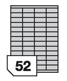 Self-adhesive, translucent polyester film labels for laser printers and copiers - 52 labels on a sheet