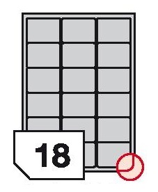 Self-adhesive polyester film labels rounded corners for laser printers and copiers - 18 labels on a sheet