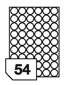 Self-adhesive glossy white labels for laser printers and copiers - 54 labels on a sheet