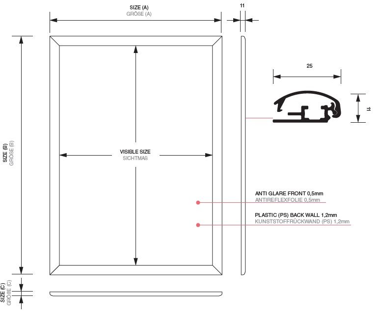 Snap frame with sharp corners