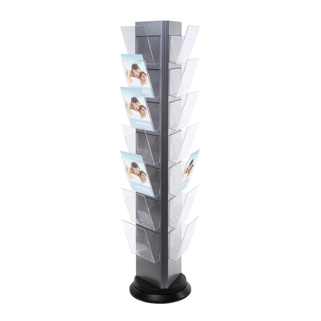 Rotating leaflet holder exhibition with 21 pockets (A4 size)