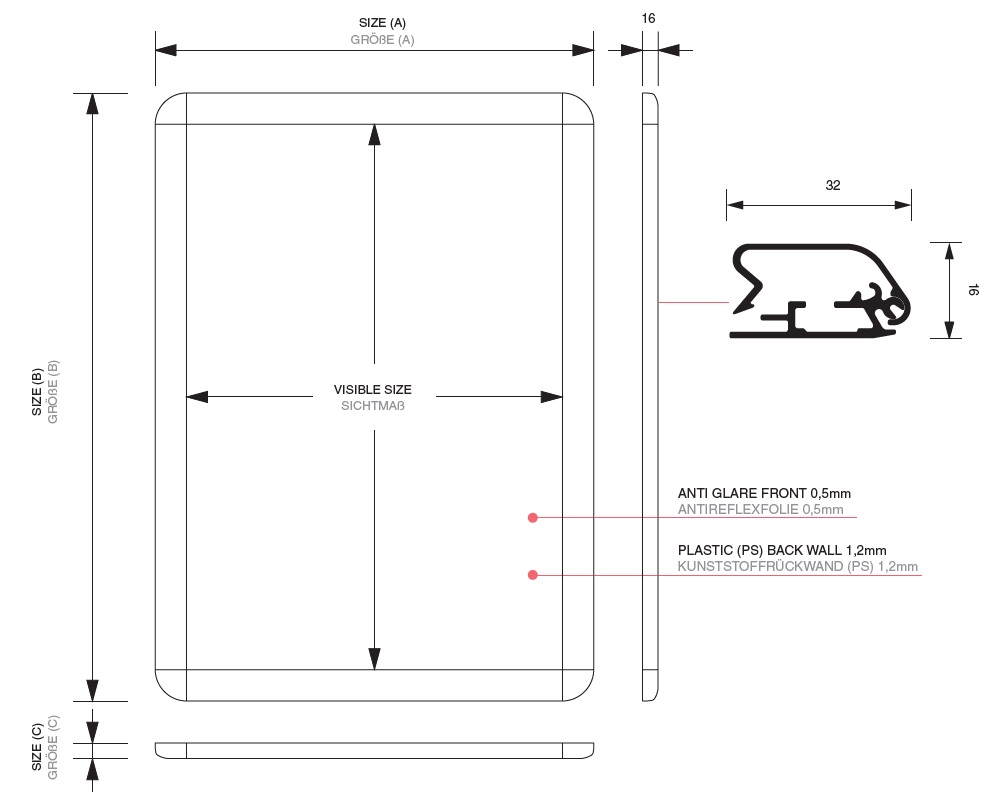 Snap frame with rounded corners